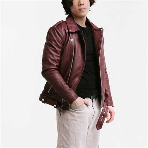 crimson leather jacket.
